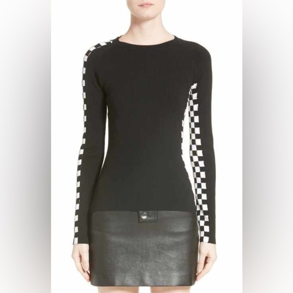 🔥 FIRE SALE CLOSET CLOSING🔥 Alexander Wang Checkered Cutout Sleeve Sweater - Picture 1 of 12